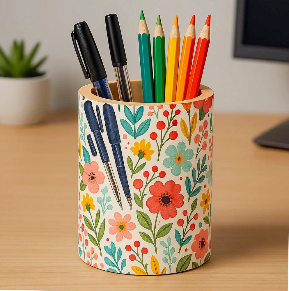 Portapenne in legno grezzo rotondo – Personalizzabile per decoupage - ambraled