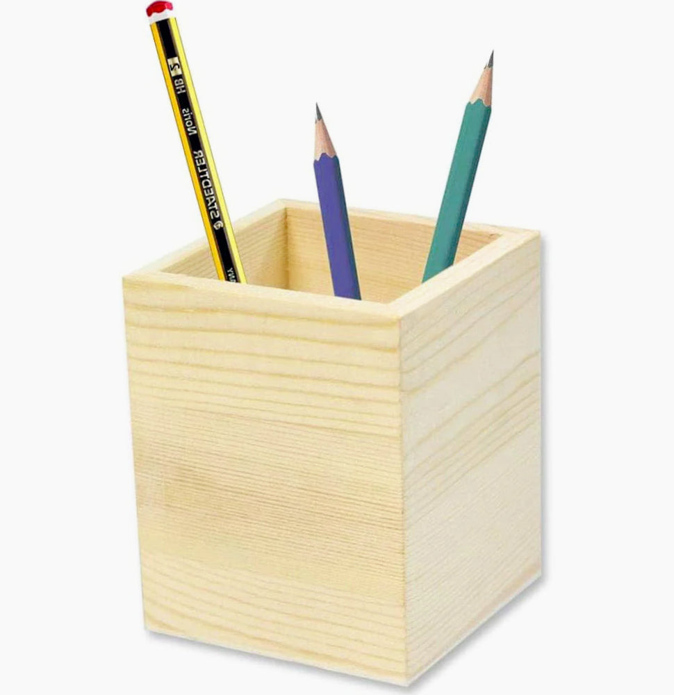 Portapenne quadrato in legno – Personalizzabile per decoupage - ambraled