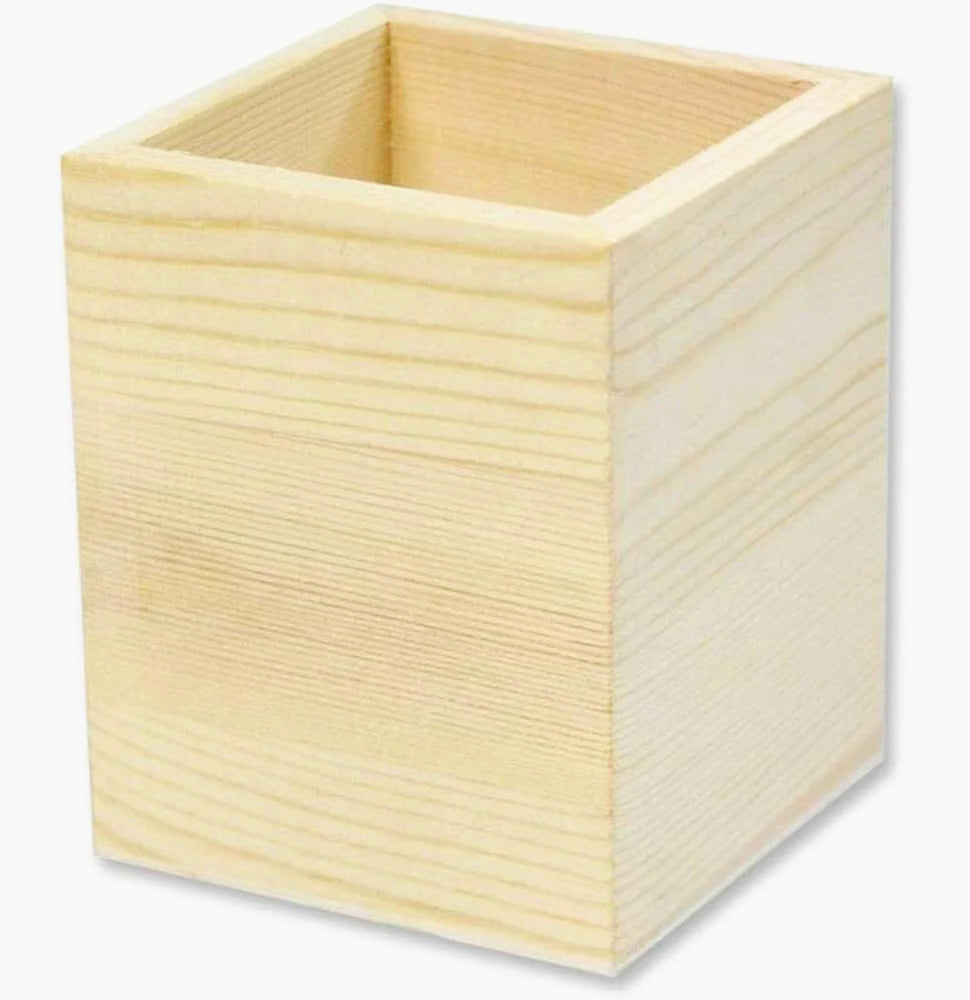 Portapenne quadrato in legno – Personalizzabile per decoupage - ambraled