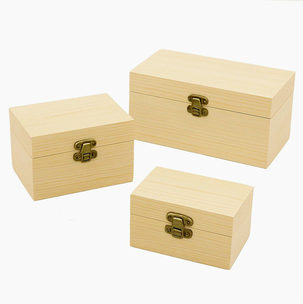 Set 3 scatole in legno per decoupage e pittura decorativa - ambraled