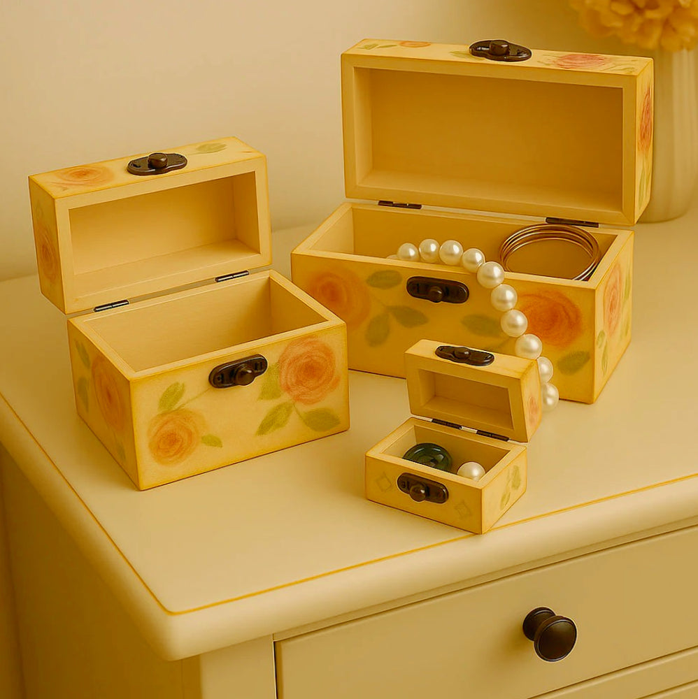Set 3 scatole in legno per decoupage e pittura decorativa - ambraled