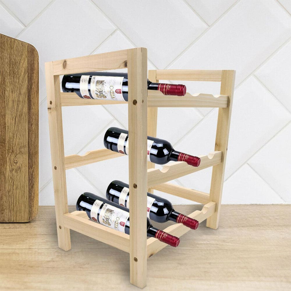 Cantinetta legno 9 posti – 3 ripiani per bottiglie di vino - ambraled