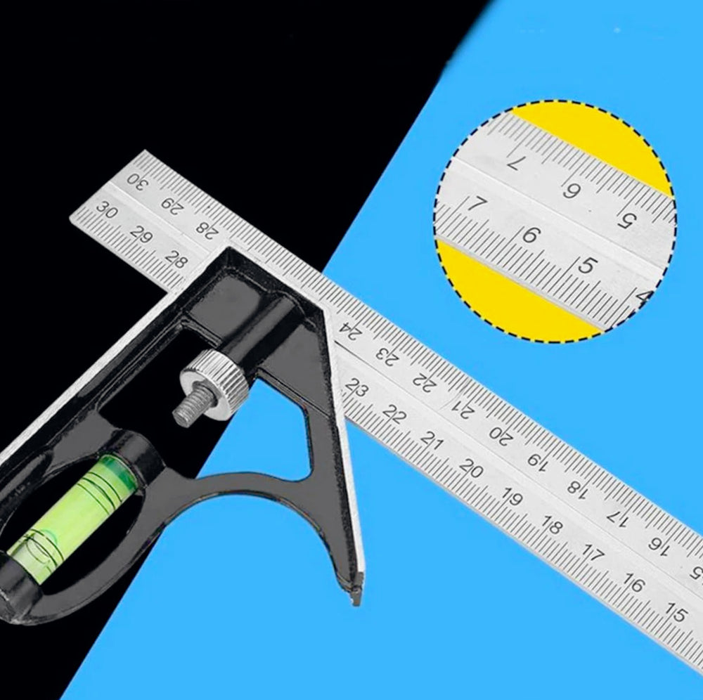 Squadra combinata 300 mm con livella – Angoli regolabili 45°-90°, precisione 12' - ambraled