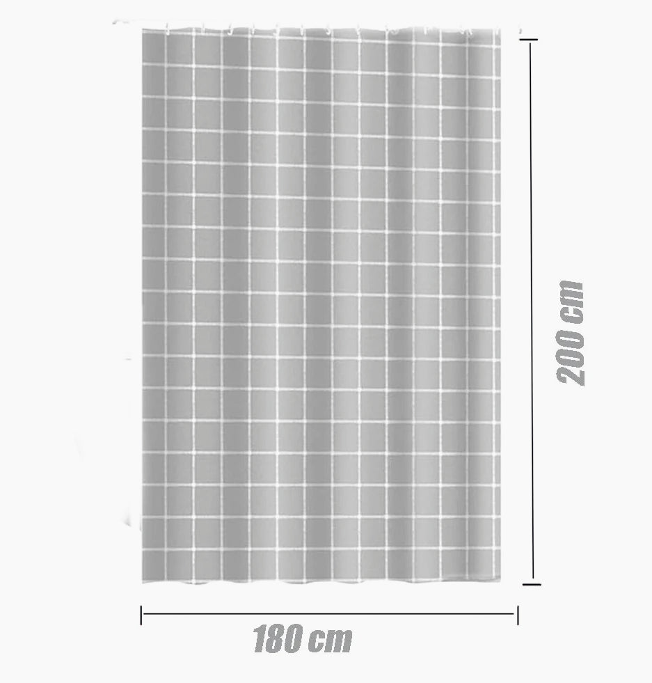 Tenda da doccia impermeabile in PVC – 180×200 cm, 12 ganci, motivo quadri