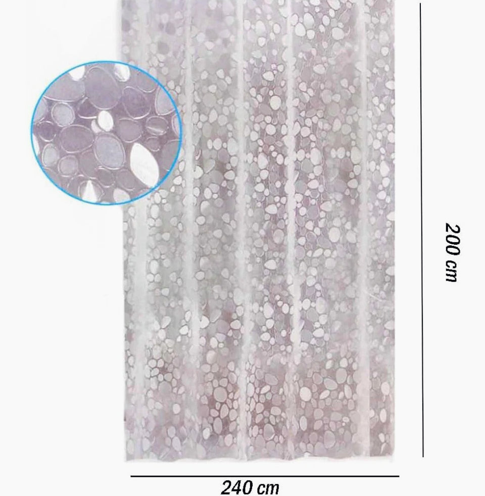 Tenda da doccia impermeabile in PVC – 200×240 cm, 12 ganci, motivo ciottoli