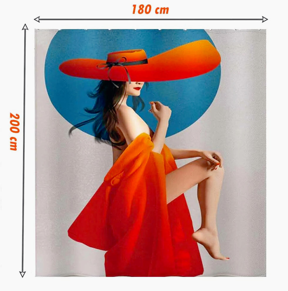 Tenda da doccia impermeabile – Tessuto 180×200 cm, 12 ganci, motivo donna