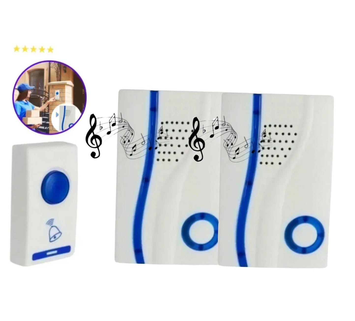 Campanello wireless 100m – 32 melodie, a batteria, con LED - ambraled