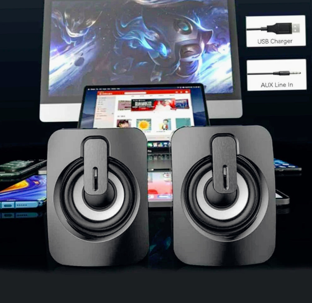 Coppia casse RGB 6W – USB 2.0 / AUX 3.5mm per PC, notebook, smartphone - ambraled