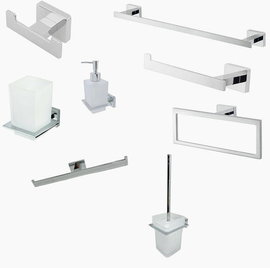 Accessori Bagno Acciaio Lucido – Portasciugamani, Gancio e Dispenser Rotolo - ambraled