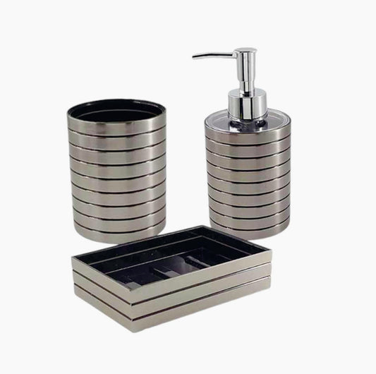Accessori Bagno Argento a Righe – Dispenser Bicchieri e Piattino - ambraled