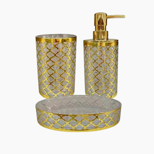 Accessori Bagno Stile Barocco Oro – Dispenser Bicchieri e Piattino Decorativo - ambraled