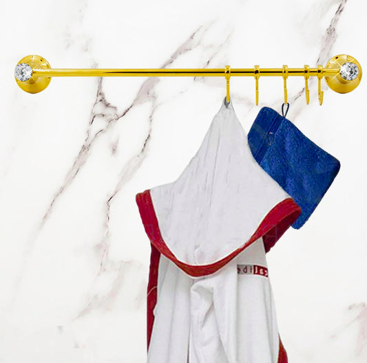 Appendino 5 ganci in acciaio oro – Con punto luce cristallo in acrilico - ambraled