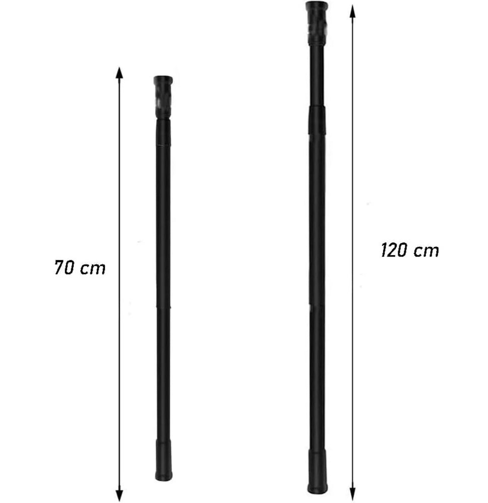 Bastone nero 70-120cm – per tenda o appendiabiti armadio - ambraled
