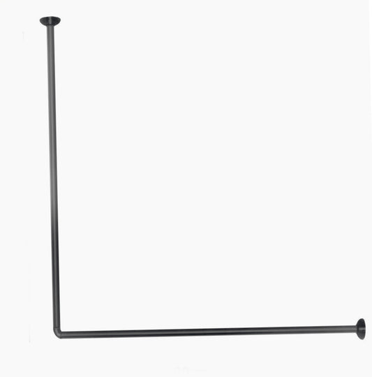 Bastone tenda doccia 80x80cm – a L universale nero - ambraled