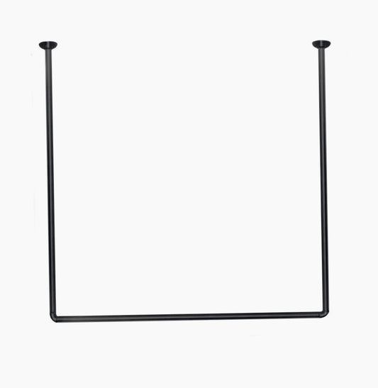 Bastone tenda doccia 80x80x80cm – a U angolare nero - ambraled