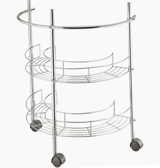 Carrello metallo sottolavabo 2 ripiani con porta asciugamani - ambraled
