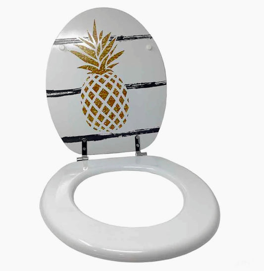 Copriwater MDF serigrafato – stampa ananas, cerniere in acciaio - ambraled