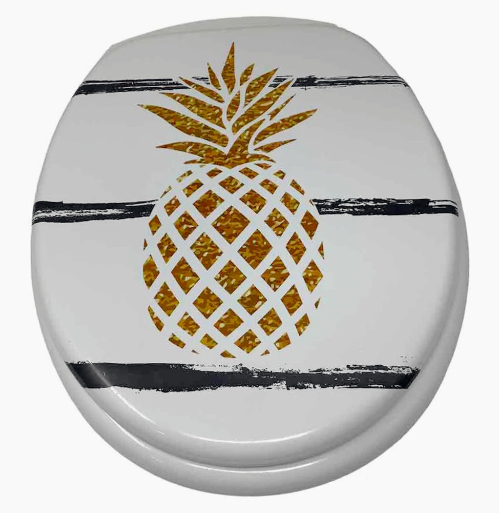 Copriwater MDF serigrafato – stampa ananas, cerniere in acciaio - ambraled