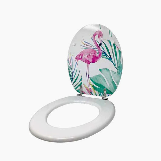 Copriwater MDF serigrafato – stampa fenicotteri, cerniere in acciaio - ambraled