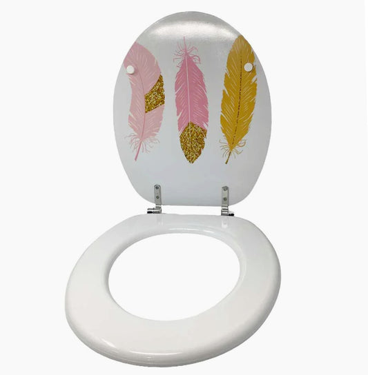 Copriwater MDF serigrafato – stampa fiori rosa, cerniere in acciaio - ambraled