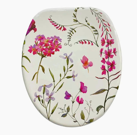 Copriwater MDF serigrafato – stampa fiori rosa, cerniere in acciaio - ambraled