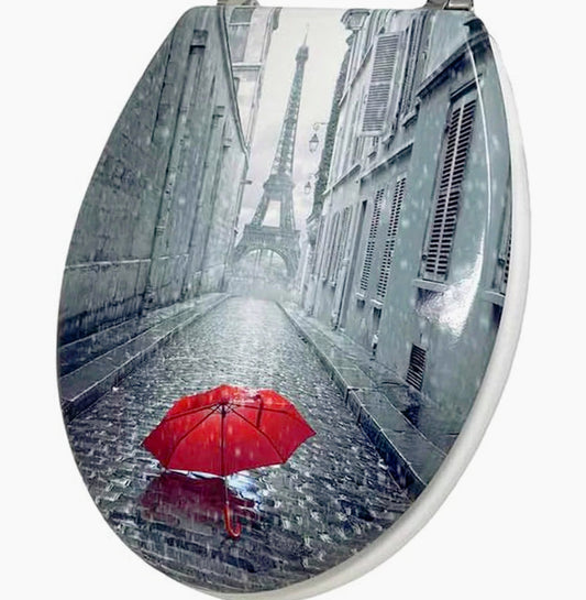 Copriwater universale MDF – stampa Parigi serigrafata con cerniere - ambraled