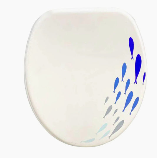 Copriwater MDF serigrafato – stampa tema marino, cerniere in acciaio - ambraled