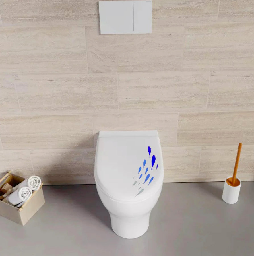 Copriwater MDF serigrafato – stampa tema marino, cerniere in acciaio - ambraled