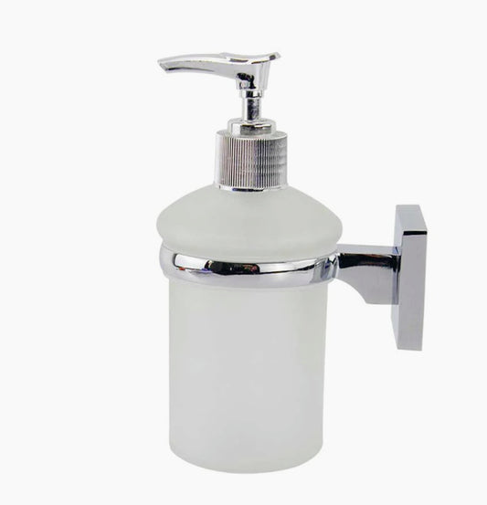 Dispenser sapone – acciaio e vetro satinato, con/senza viti - ambraled