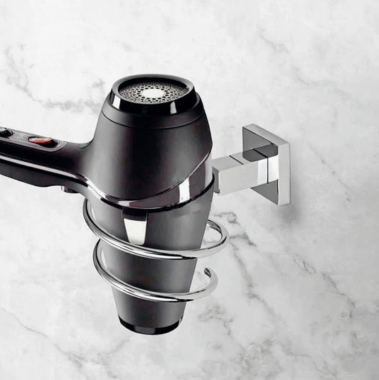 Porta phon in acciaio con supporto adesivo per asciugacapelli da bagno - ambraled