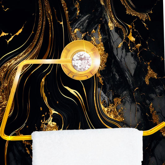 orta asciugamani con anello aperto in acciaio dorato e punto luce - ambraled