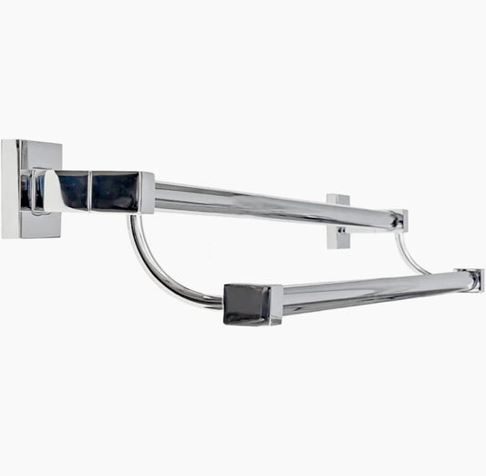 Porta asciugamani doppio in acciaio per parete, fissaggio a viti o incastro (opzionale) - ambraled