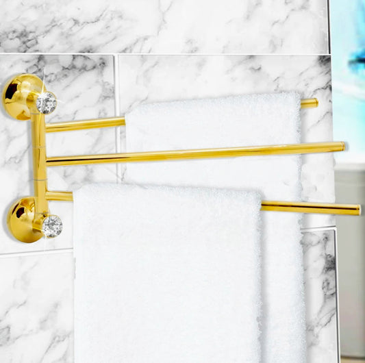 Porta asciugamani in acciaio dorato a 3 bracci con punto luce - ambraled