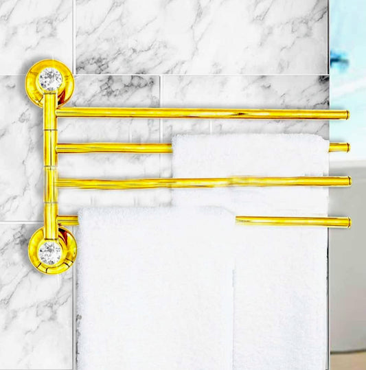 Porta asciugamani in acciaio dorato a 4 bracci con punto luce - ambraled