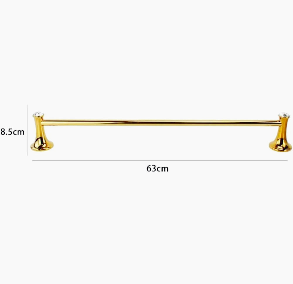 Porta asciugamani in acciaio dorato da 63 cm con punto luce e dettagli in cristallo - ambraled