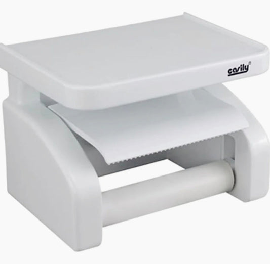 Porta rotolo per carta igienica con ripiano a ventosa - ambraled