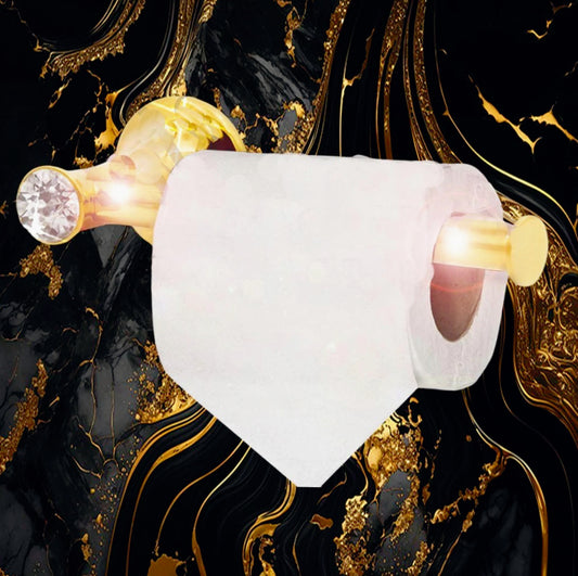 Porta rotolo per carta igienica in acciaio dorato con punto luce - ambraled