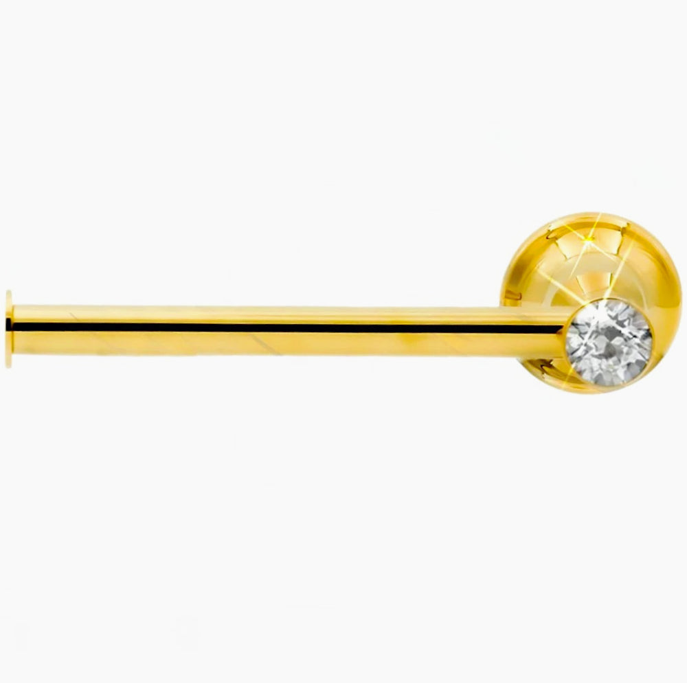Porta rotolo per carta igienica in acciaio dorato con punto luce - ambraled