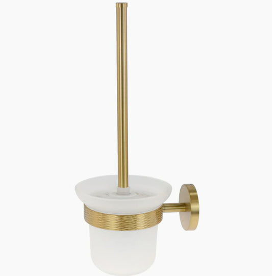 Portascopino in acciaio oro – Bicchiere vetro satinato modello Stella - ambraled