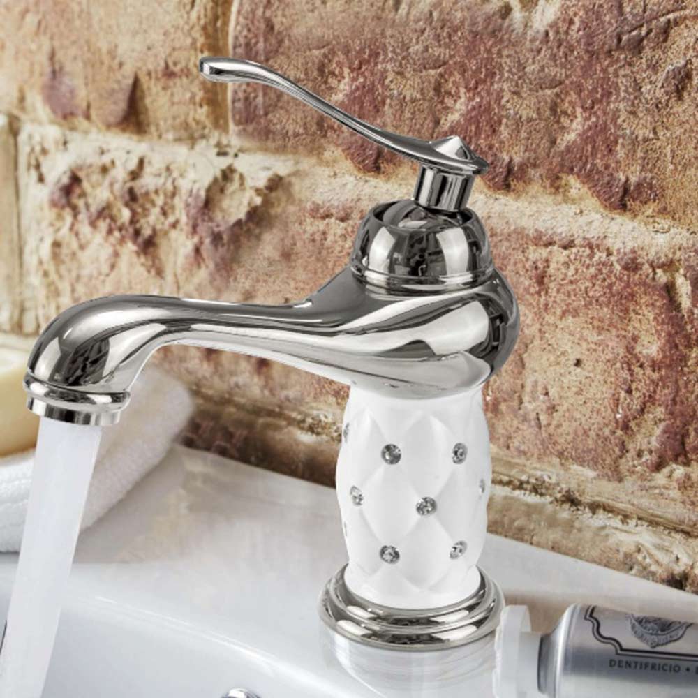 Rubinetto lavabo modello Diamante con brillantini argento - elegante e sofisticato