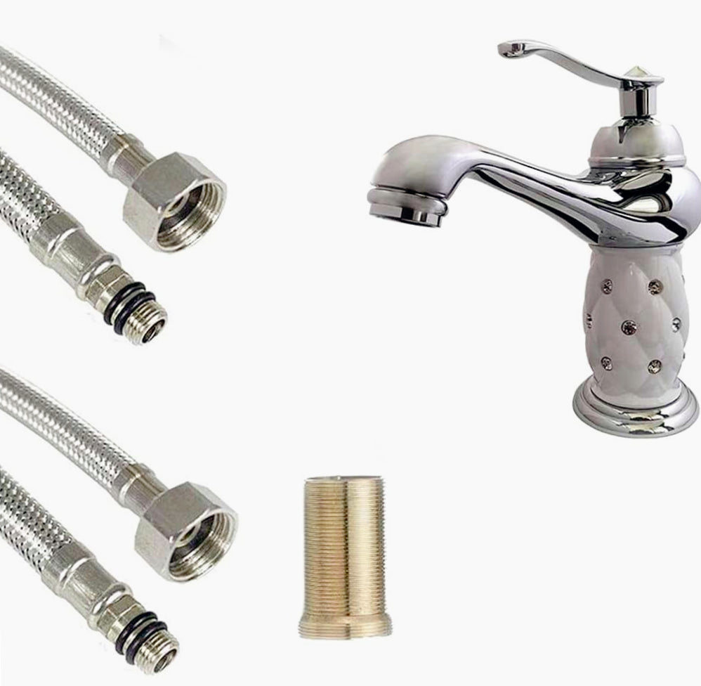 Rubinetto lavabo modello Diamante con brillantini argento - elegante e sofisticato