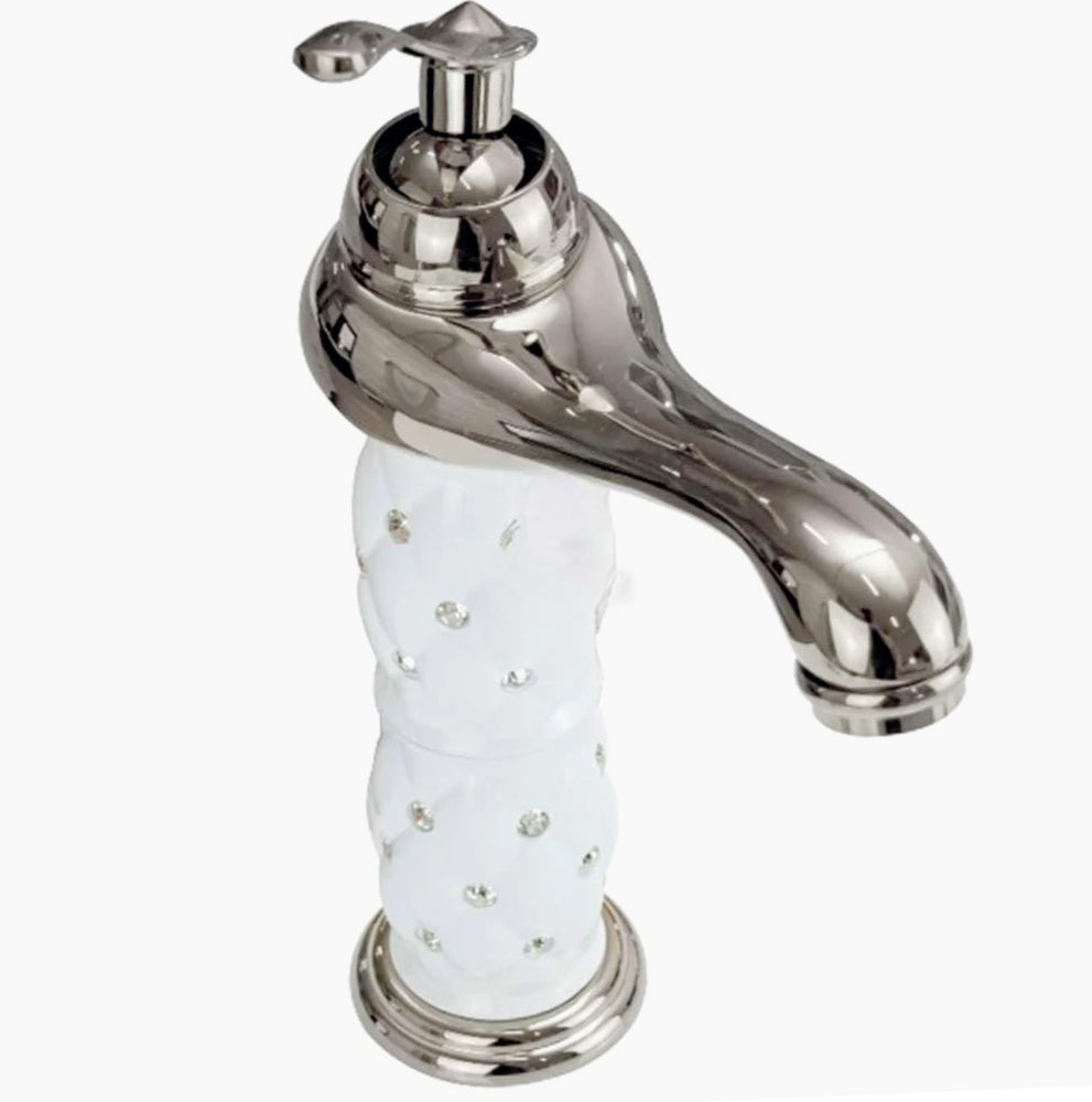 Rubinetto lavabo modello Diamante con brillantini argento - elegante e sofisticato
