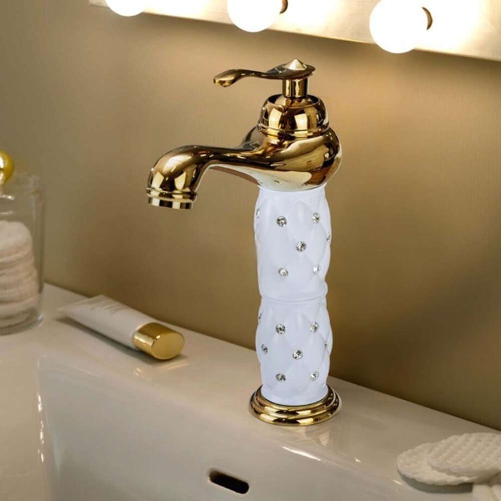 Rubinetto lavabo modello Diamante con brillantini oro - elegante e glamour