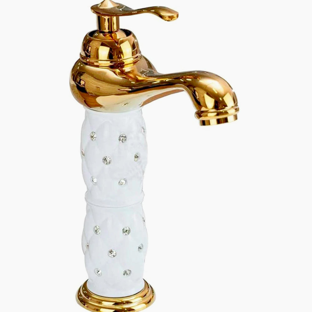 Rubinetto lavabo modello Diamante con brillantini oro - elegante e glamour
