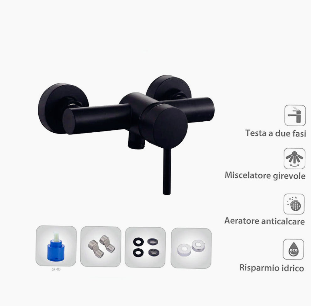 Rubinetto doccia modello Ray Black, nero opaco - elegante e minimalista
