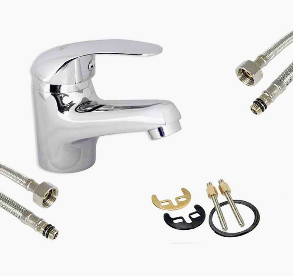 Rubinetto lavabo bagno modello Bari, cromato lucido - elegante e resistente