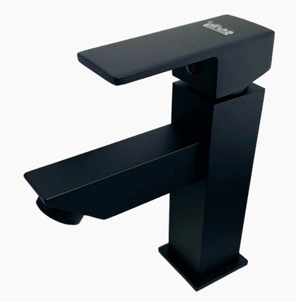 Rubinetto lavabo bagno modello Firenze, quadrato nero opaco - elegante e moderno