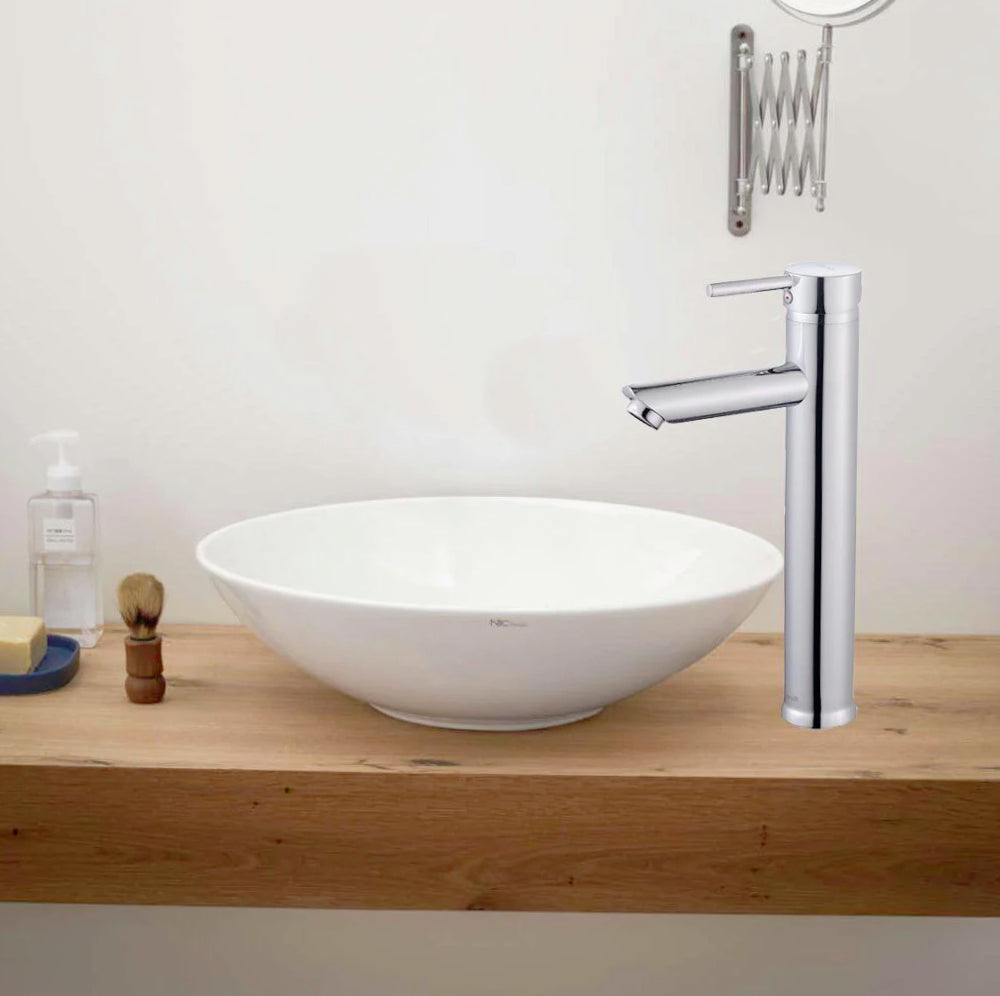 Rubinetto lavabo modello Ray Silver, canna alta cromato lucido - elegante e moderno