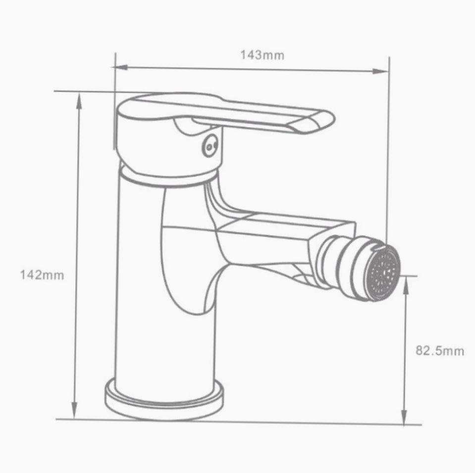 Rubinetto per bidet ottone cromato lucido, modello Roll - design moderno e sofisticato