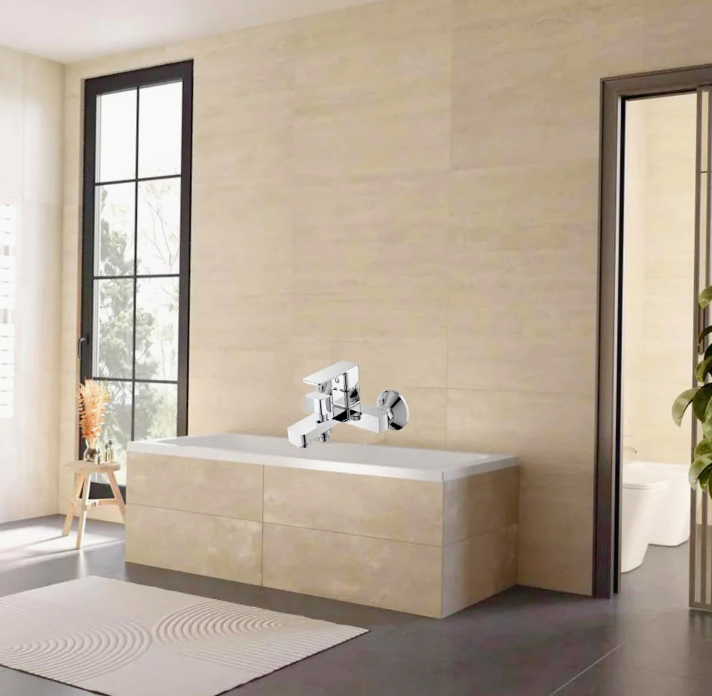 Rubinetto per vasca da bagno in ottone cromato lucido, modello Shape